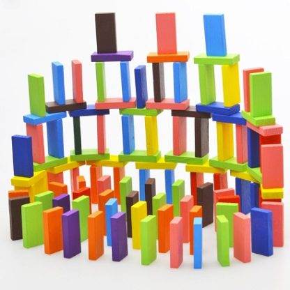 permainan blok kayu mini domino 120pcs perlbagai warna