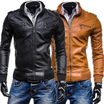 baju jaket jacket kulit leather motosikal lelaki 2 poket kasual