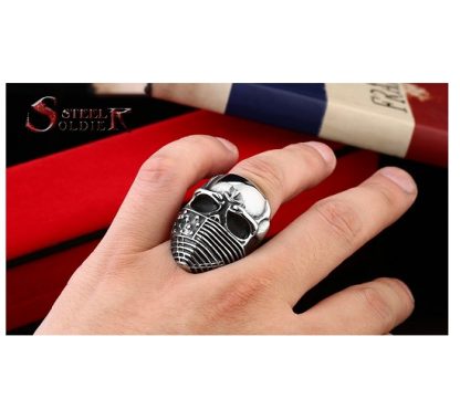 cincin topeng tulang stainless steel skull ring silver