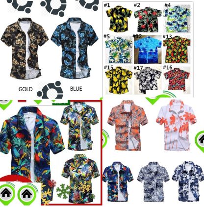 tt113 kemeja lelaki baju pantai pokok men shirt floral