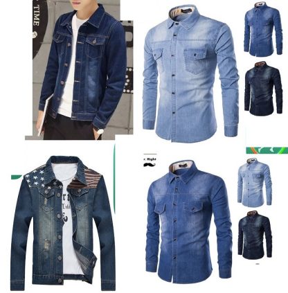 s1239 baju kemeja lelaki denim jeans men shirt bergaya