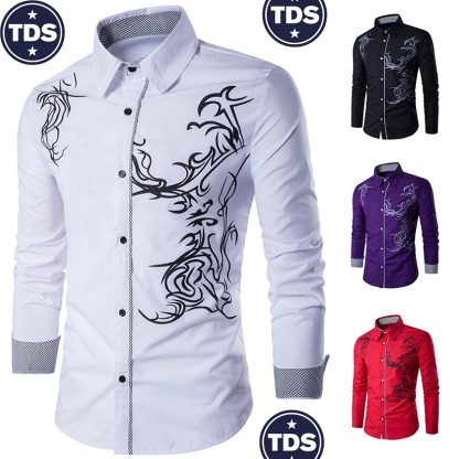 t1q kemeja lelaki baju fesyen naga men shirt dragon